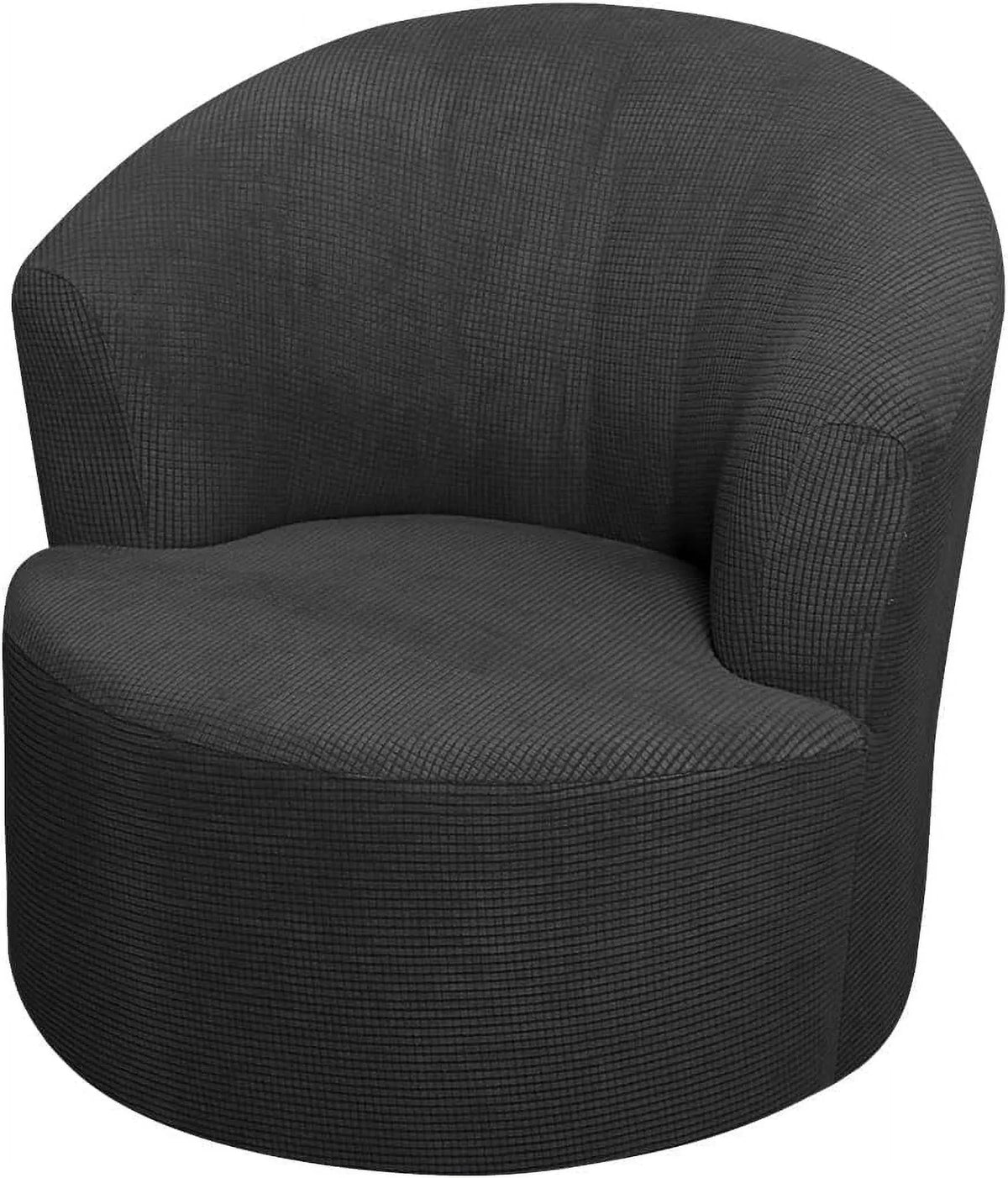 1 Pack Swivel Barrel Chair Slipcover Stretch Soft Washable Furniture Protector for Round Club Accent Chairs Living Room Black