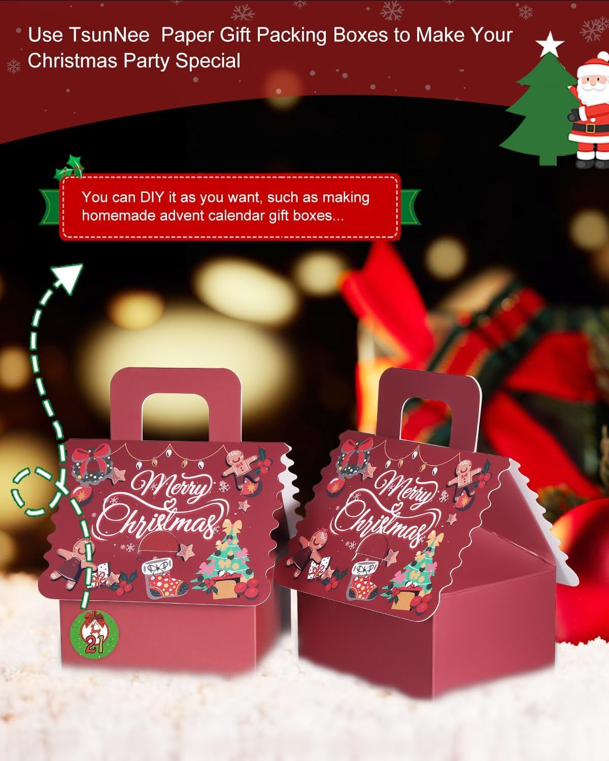 20 Pack Christmas Gift Boxes, Festive Apple and Candy Treat Boxes for Christmas Eve, Party Favors, Holiday Wrapping and Small Gifts