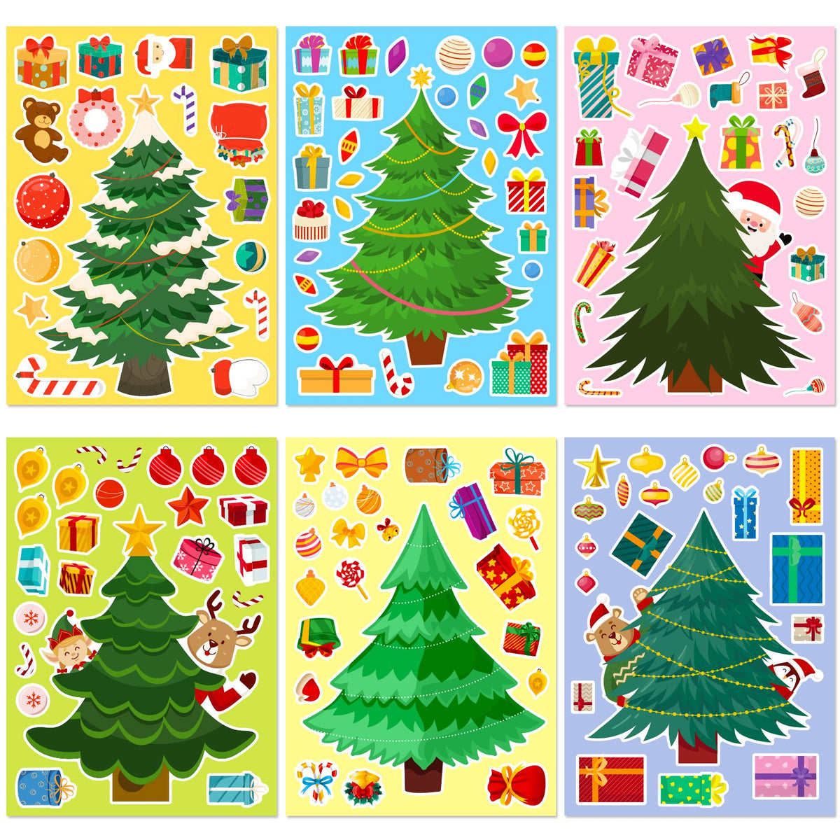 18 Piece Christmas Craft Sticker Set, DIY Holiday Decoration Stickers for Party Favors, Classroom Activities, Cards and Gift Crafts