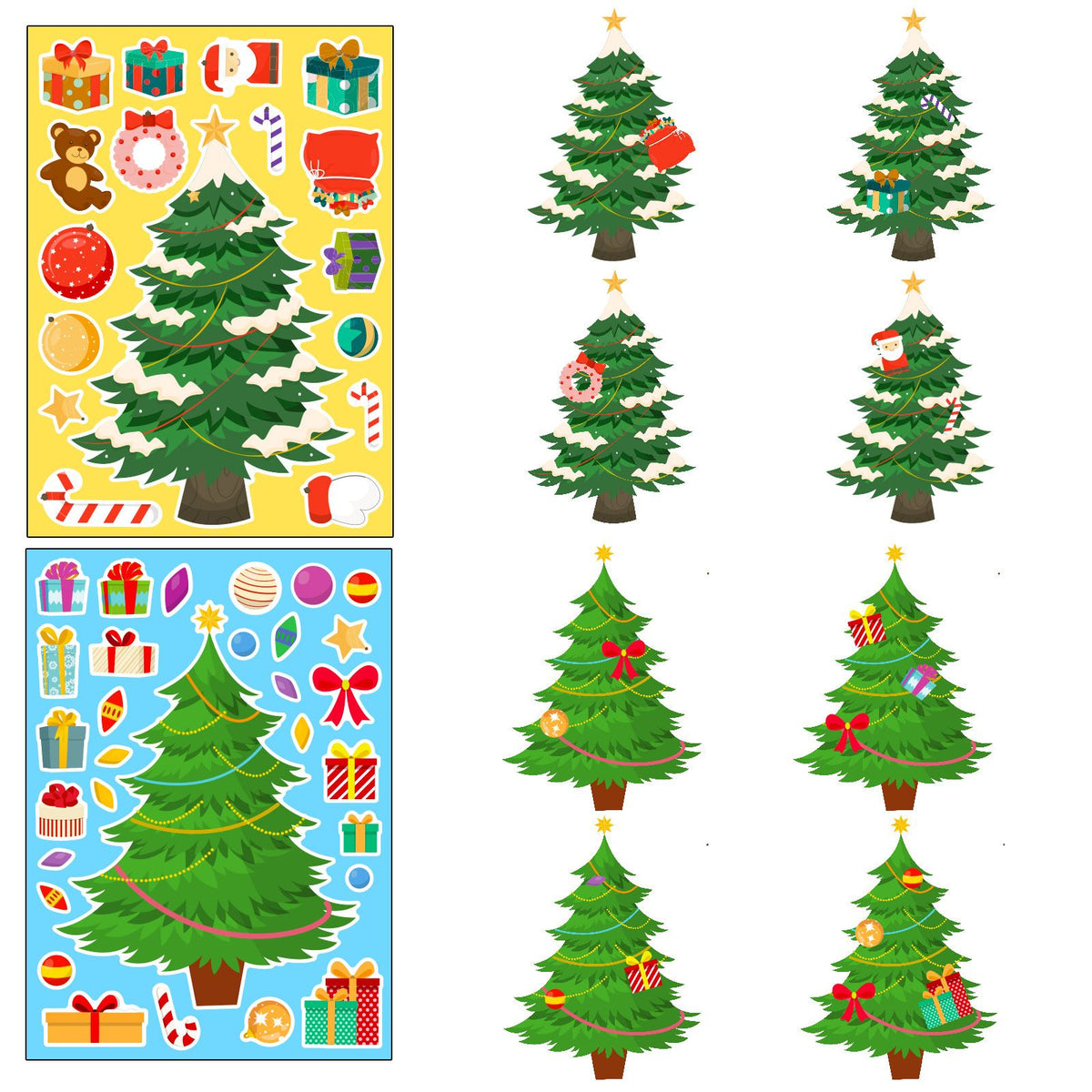 18 Piece Christmas Craft Sticker Set, DIY Holiday Decoration Stickers for Party Favors, Classroom Activities, Cards and Gift Crafts