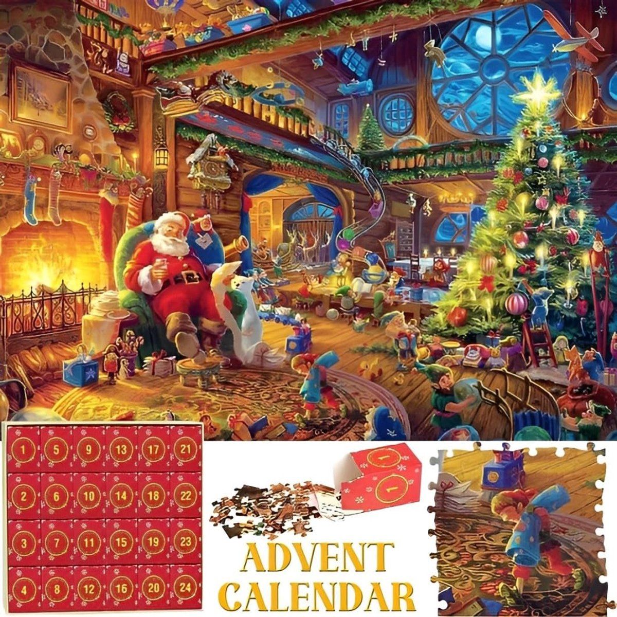 1008 Pieces Advent Calendar Jigsaw Puzzles, Christmas Hamper, Christmas Decoration, 24 Days Countdown, for Adults and Children