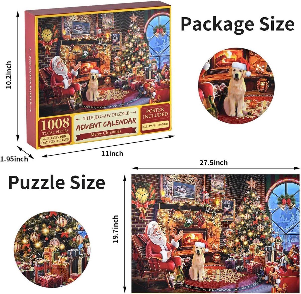 Jigsaw puzzle 70 x 50 cm, Advent calendar 2026 with 24 boxes, Christmas calendar countdown gifts, Adults and children, Boys girls women men