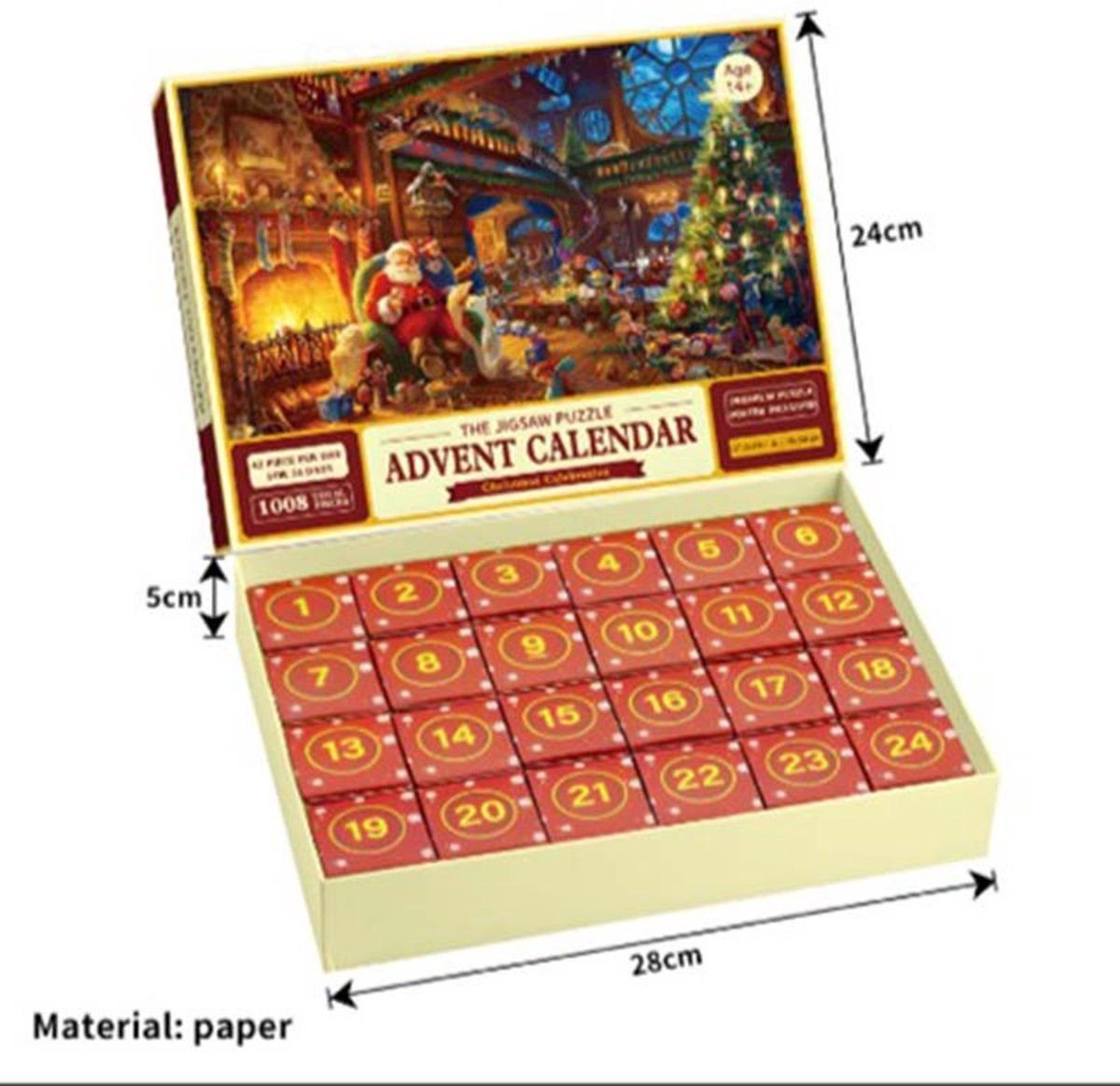 24 Pieces Advent Calendar Puzzle 2026, 24 Days of Christmas Countdown Calendar Puzzle, Christmas Puzzle 70x50 cm