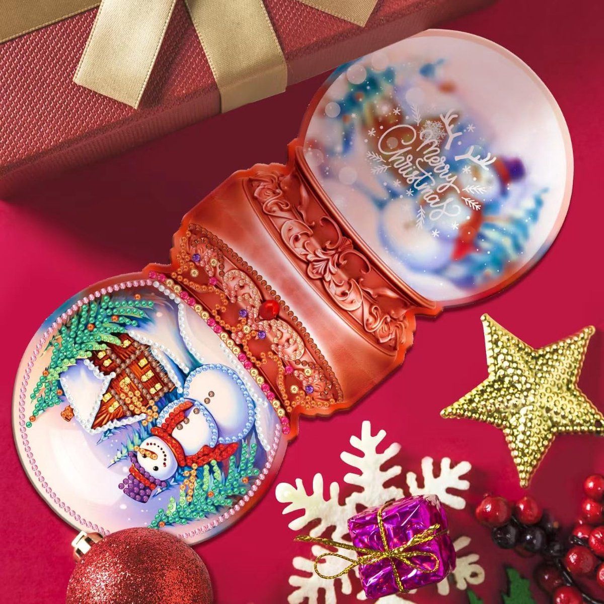 8 Pieces Christmas Cards Diamond Painting, 5D Diamond Painting, Holiday Favors for Friends and Family, 13 x 30 cm