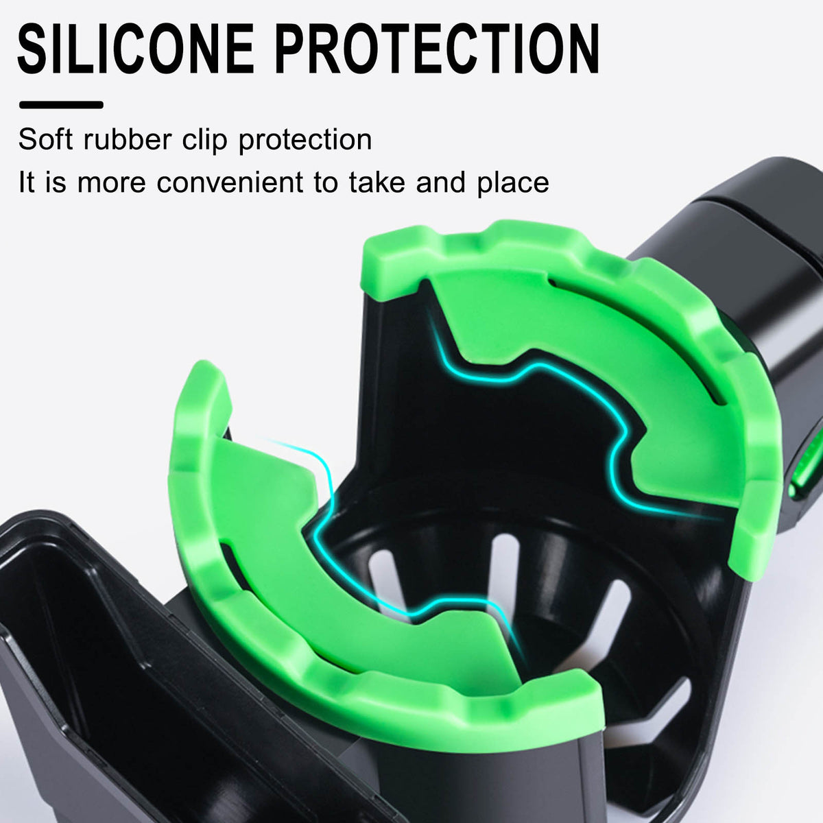 2-in-1 Universal Bike Cup Holder with Phone Mount, Adjustable Drink Holder for Stroller, Wheelchair, Walker and Scooter, Black and Green
