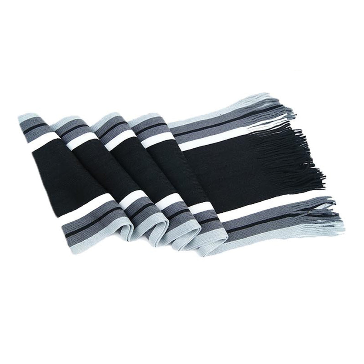 Men's Winter Scarf - Classic Striped Tassel Edge Soft Warm Scarf, Woolen Yarn Knitted Scarf Dark Gray