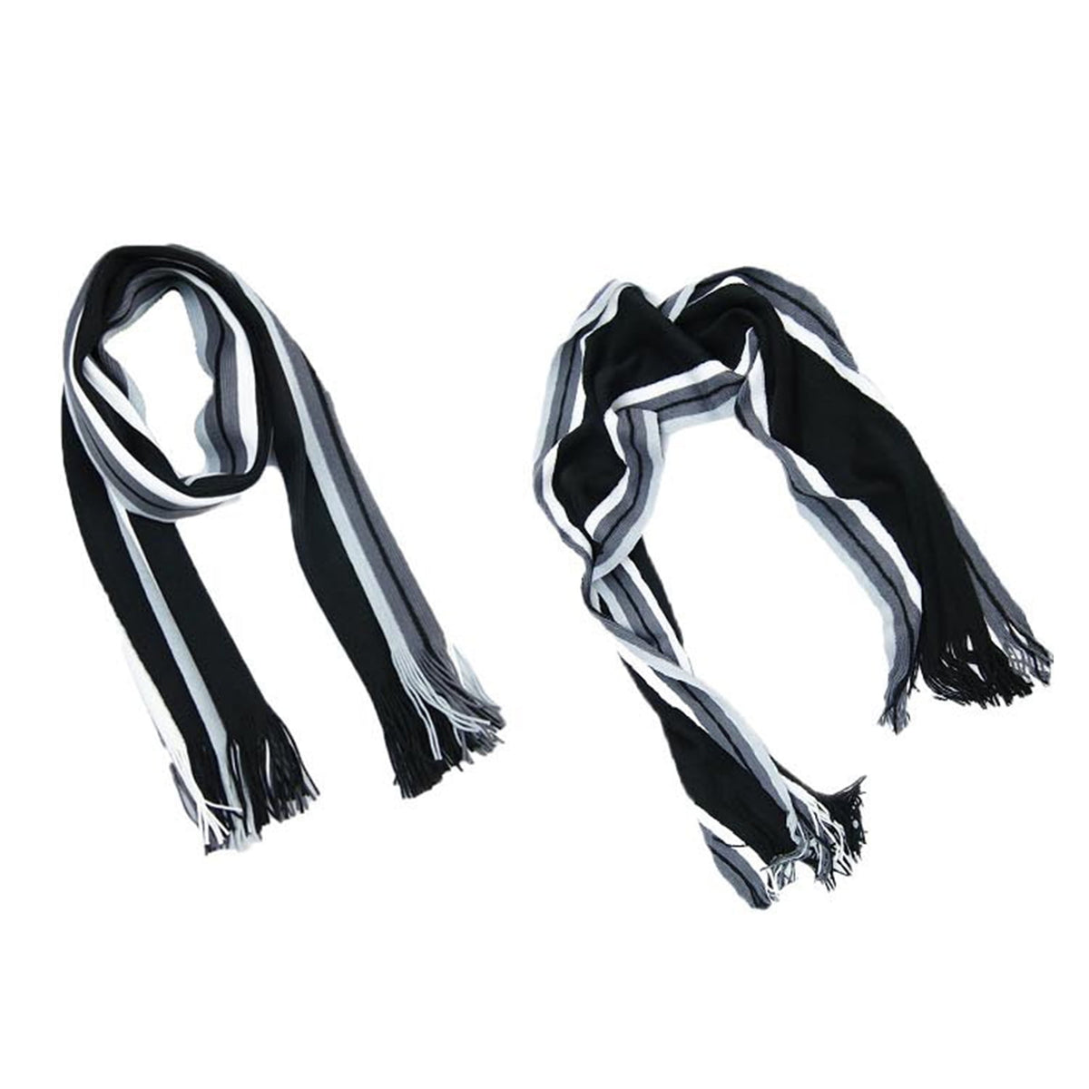 Men's Winter Scarf - Classic Striped Tassel Edge Soft Warm Scarf, Woolen Yarn Knitted Scarf Dark Gray