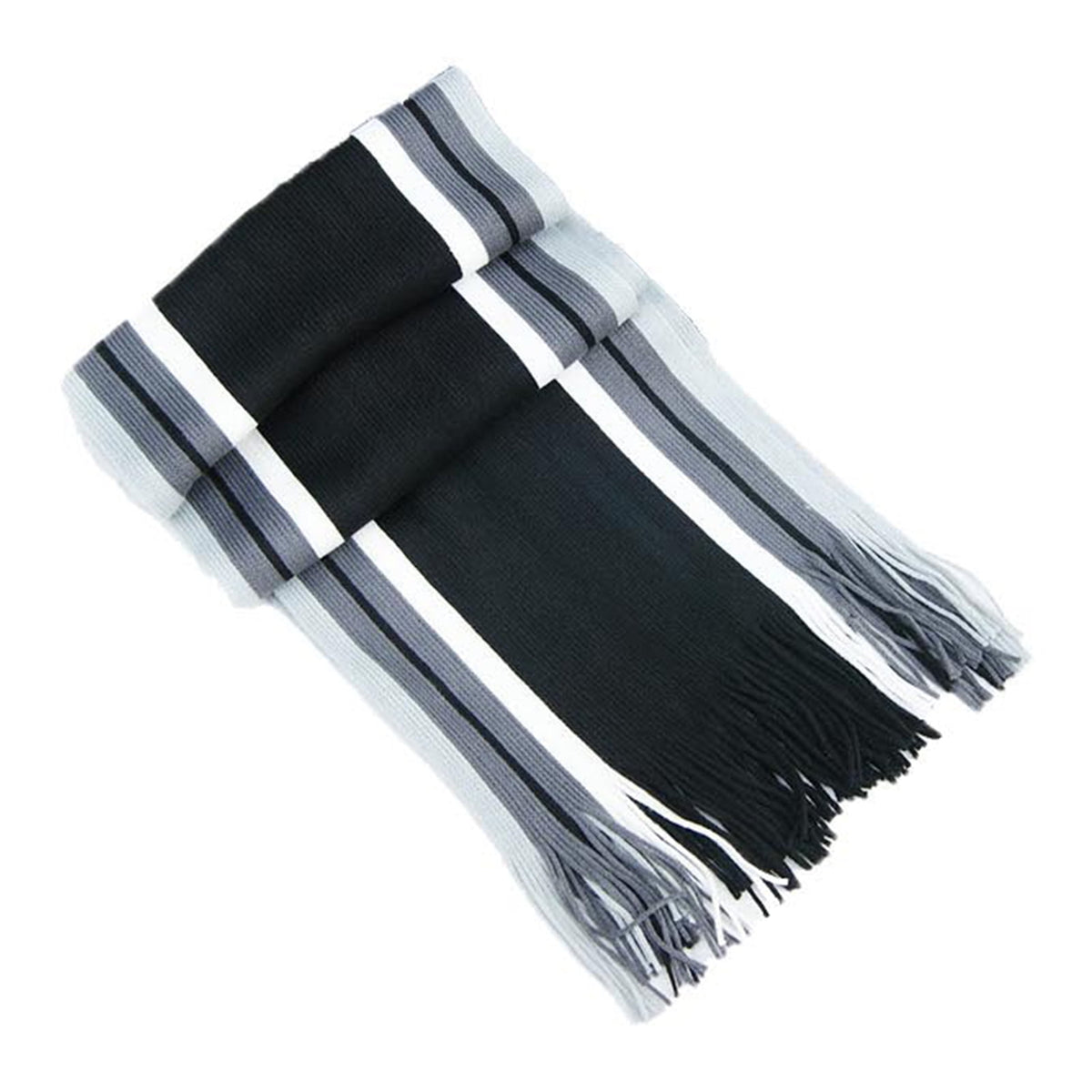 Men's Winter Scarf - Classic Striped Tassel Edge Soft Warm Scarf, Woolen Yarn Knitted Scarf Light Grey