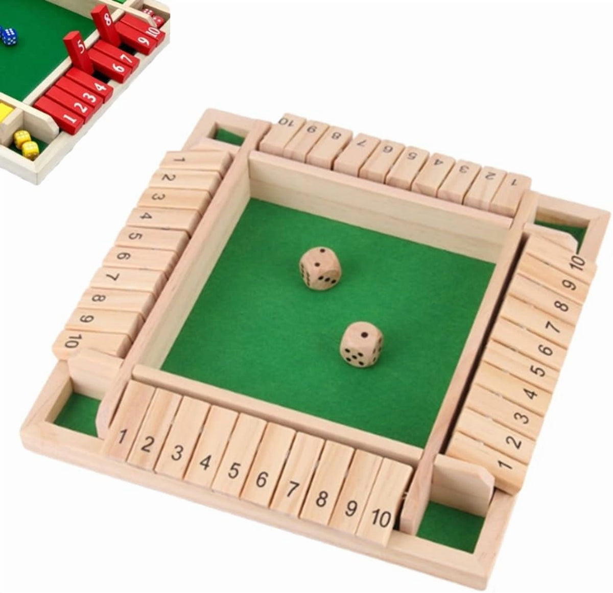 Shut The Box-Wooden Dice Board Game, Funny Family Shut The Box Game 2-4 Player, Board Games Gift for Family and Friends, Educational Table Math Games for Holiday, Party and Classroom(#B) #B