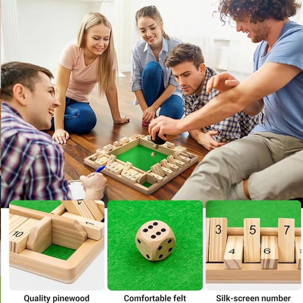 Shut The Box-Wooden Dice Board Game, Funny Family Shut The Box Game 2-4 Player, Board Games Gift for Family and Friends, Educational Table Math Games for Holiday, Party and Classroom(#B) #B