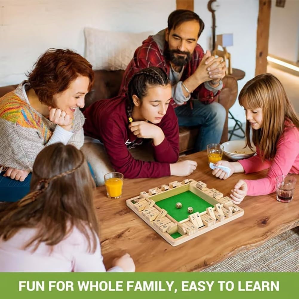 Shut The Box-Wooden Dice Board Game, Funny Family Shut The Box Game 2-4 Player, Board Games Gift for Family and Friends, Educational Table Math Games for Holiday, Party and Classroom(#B) #C