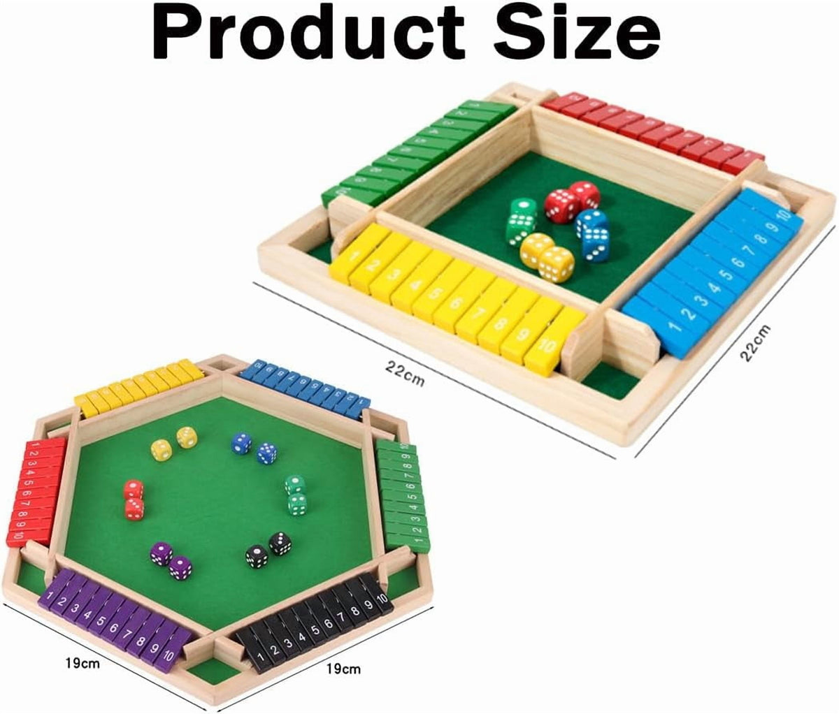 Shut The Box-Wooden Dice Board Game, Funny Family Shut The Box Game 2-4 Player, Board Games Gift for Family and Friends, Educational Table Math Games for Holiday, Party and Classroom(#B) 6playerf