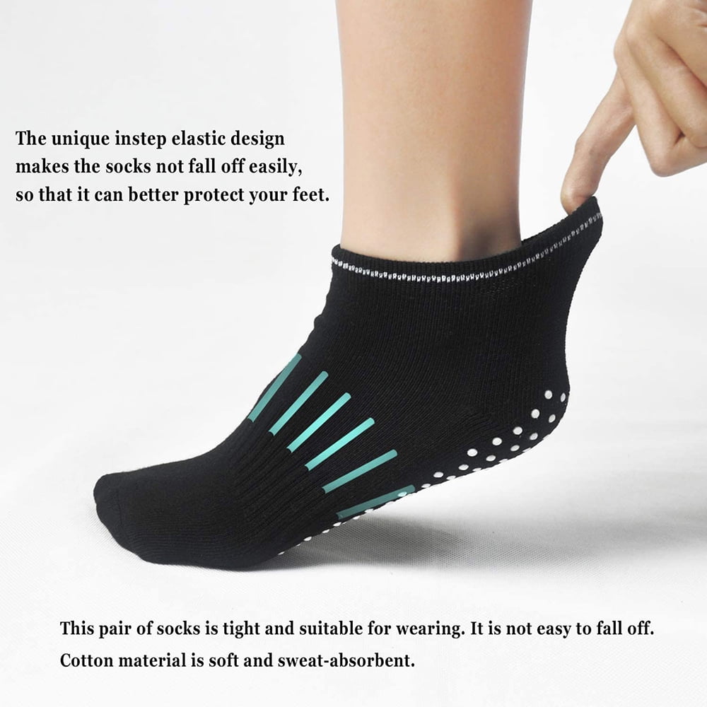 EASTIN 4 Pair Anti Slip Non Skid Slipper Socks with Grips Sticky Home Hospital Athletic Socks for Adult Women