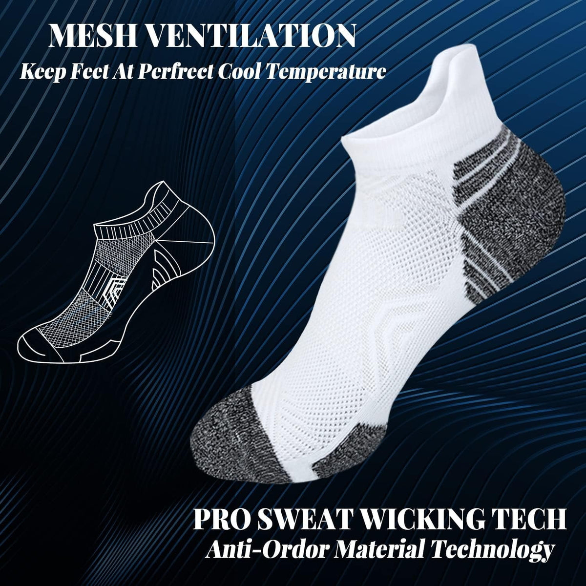 5 Pairs Athletic Ankle Womens Socks Running Compression Socks for Women Cozy Low Cut Performance Soft Tab Socks Mix Color 2