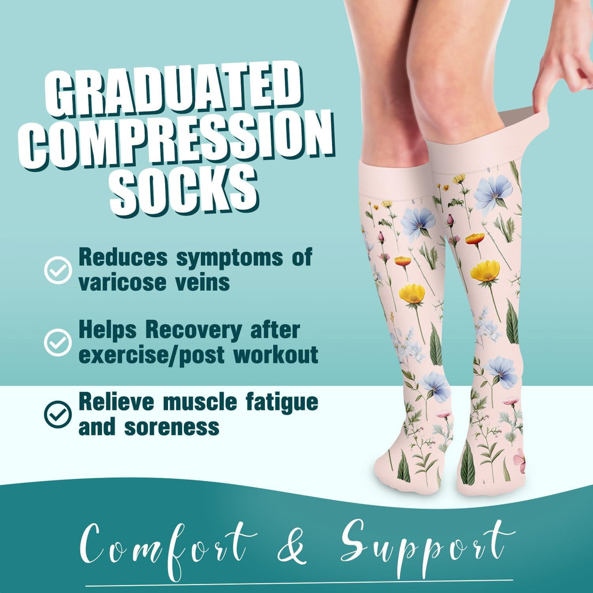6Pairs Compression Socks for Women and Men - Best for Circulation, Running, Athletic, Recover, Nurse, Travel S/M 05 Yellow/Blue/Pink/Green/Green/Black