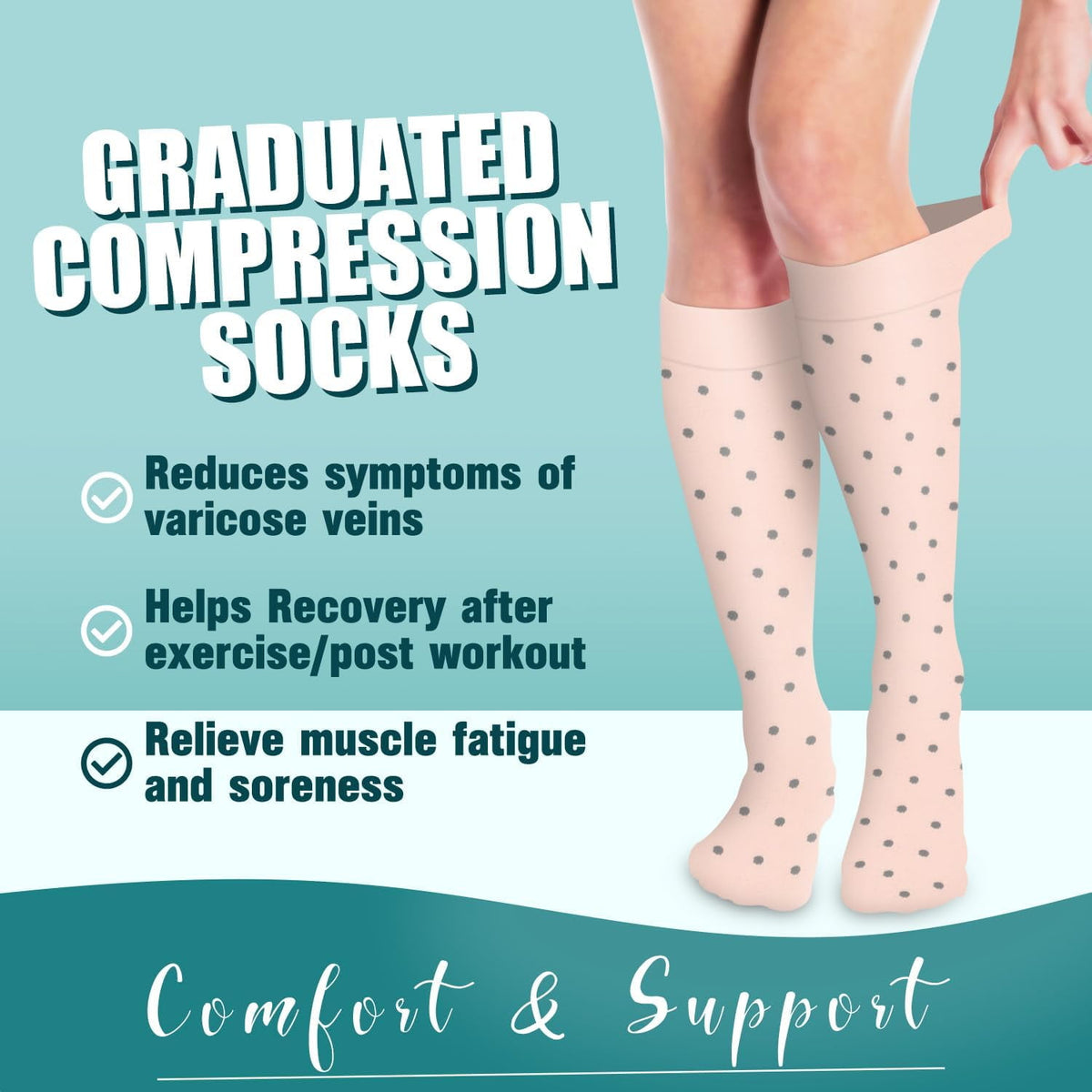 6Pairs Compression Socks for Women and Men - Best for Circulation, Running, Athletic, Recover, Nurse, Travel L/XL 21 Pink 5 Pairs/White