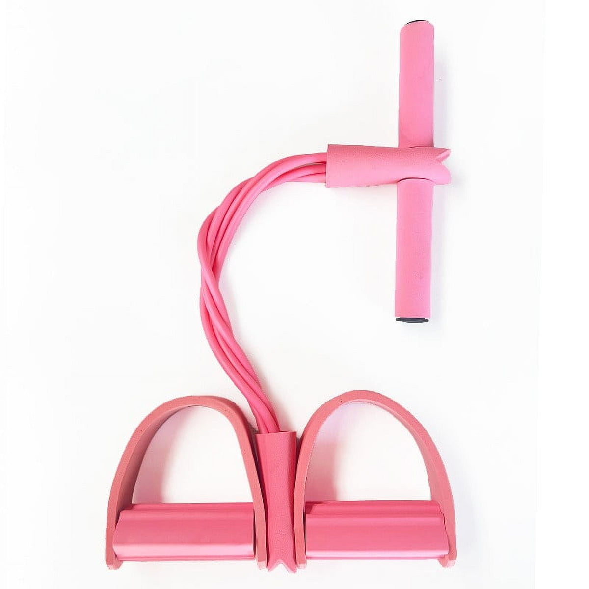 4 Tube Pedal Resistance Band Ankle Puller, Yoga Sit Up Fitness Equipment for Home Gym Arm Abs Leg Stretching, Pink