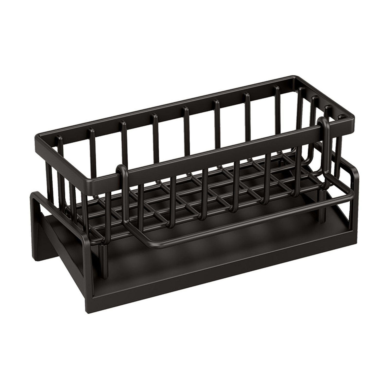 Sponge Holder for Kitchen Sink, Kitchen Sink Organizer Rustproof 304 Stainless Steel Detachable Dishcloth Rack Sink Caddy, Kitchen Sponge Holder Bathroom Organizer Brush Holder Storage Black