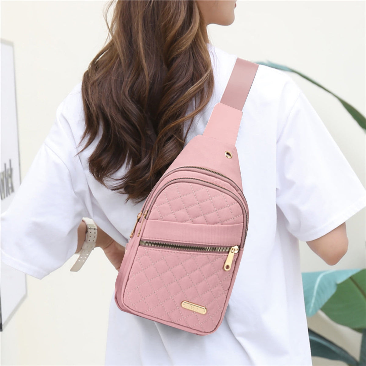 Sling Bag for Women, Crossbody Sling Backpack Small Sling Bag Multipurpose Crossbody Shoulder Bag Travel Hiking Backpack, Sling Bag for Men #1-Pink