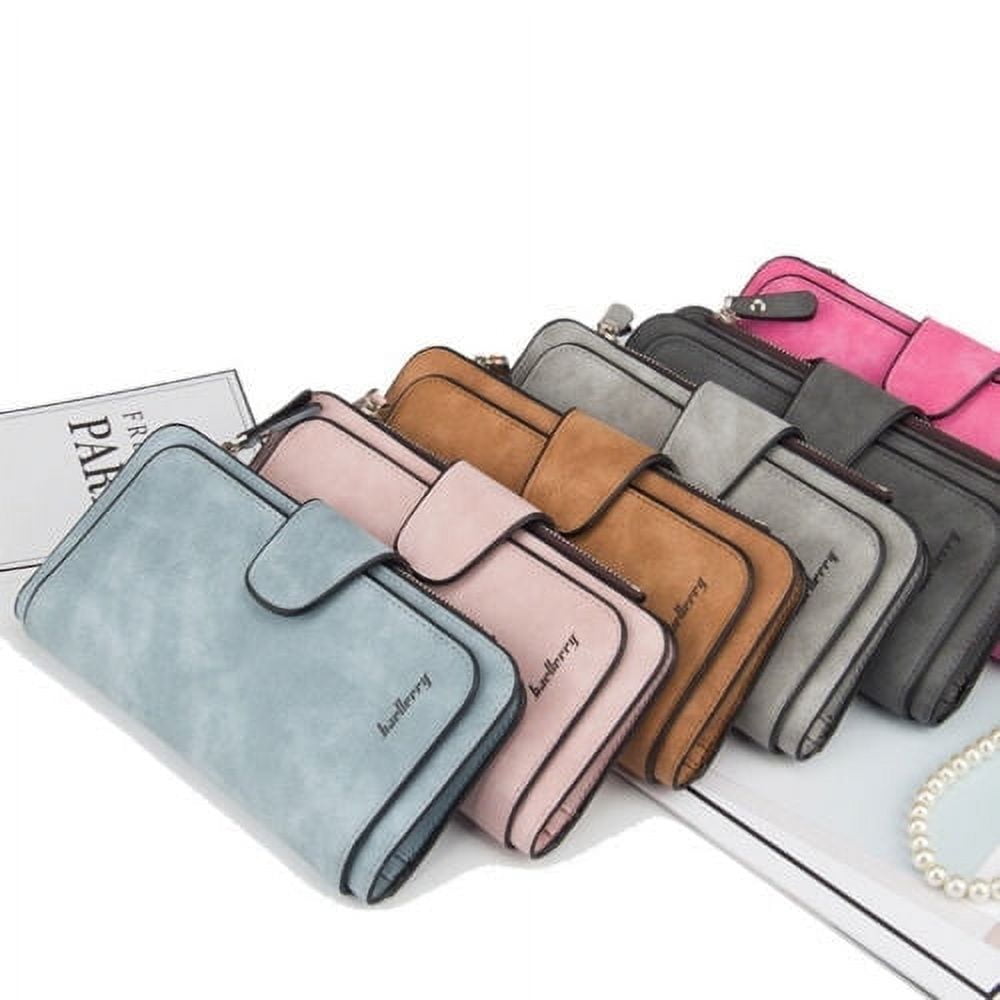 Women Lady Leather Trifold Card Wallet Clutch Checkbook Handbag Zip Purse Card Phone Holder Long Design Lady Fashion Wallets One Size Pink