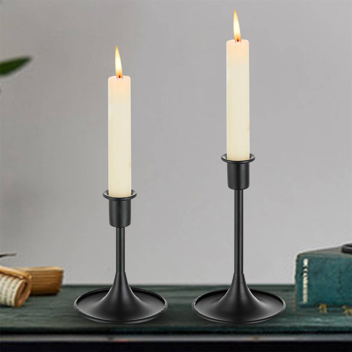 Candlestick, European Style Candle Holder Ornaments, Candlestick Holders Taper Candle Holders Stick Candle Holder for Table Centerpiece Wedding Reception Festive Christmas Mantel Decoration Z8-Silver