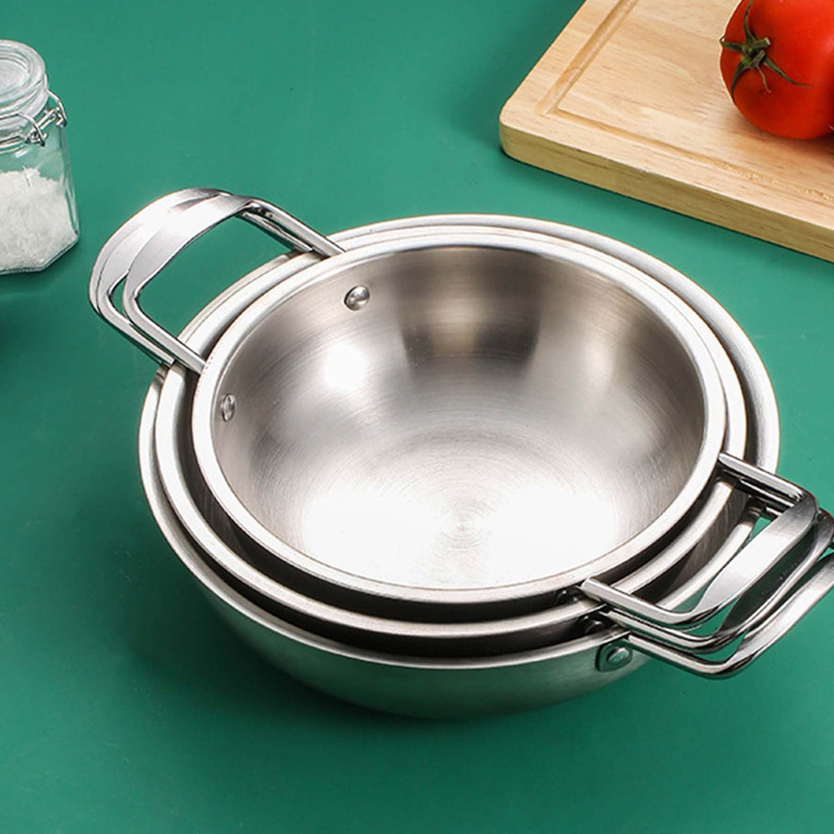 Stainless Steel Ramen Noodle Pot with Handles, Korean Instant Noodle Cookware for Soup Pasta Home and Outdoor, Dishwasher Safe, 7.1"