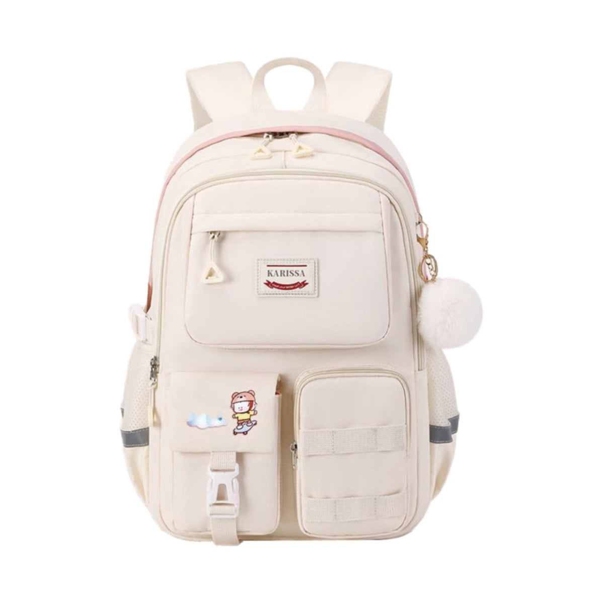 Back to College school bag 17" Travel Backpack Carry on Laptop Backpack Overnight Bag Bag Casual Daypack for Women Men White