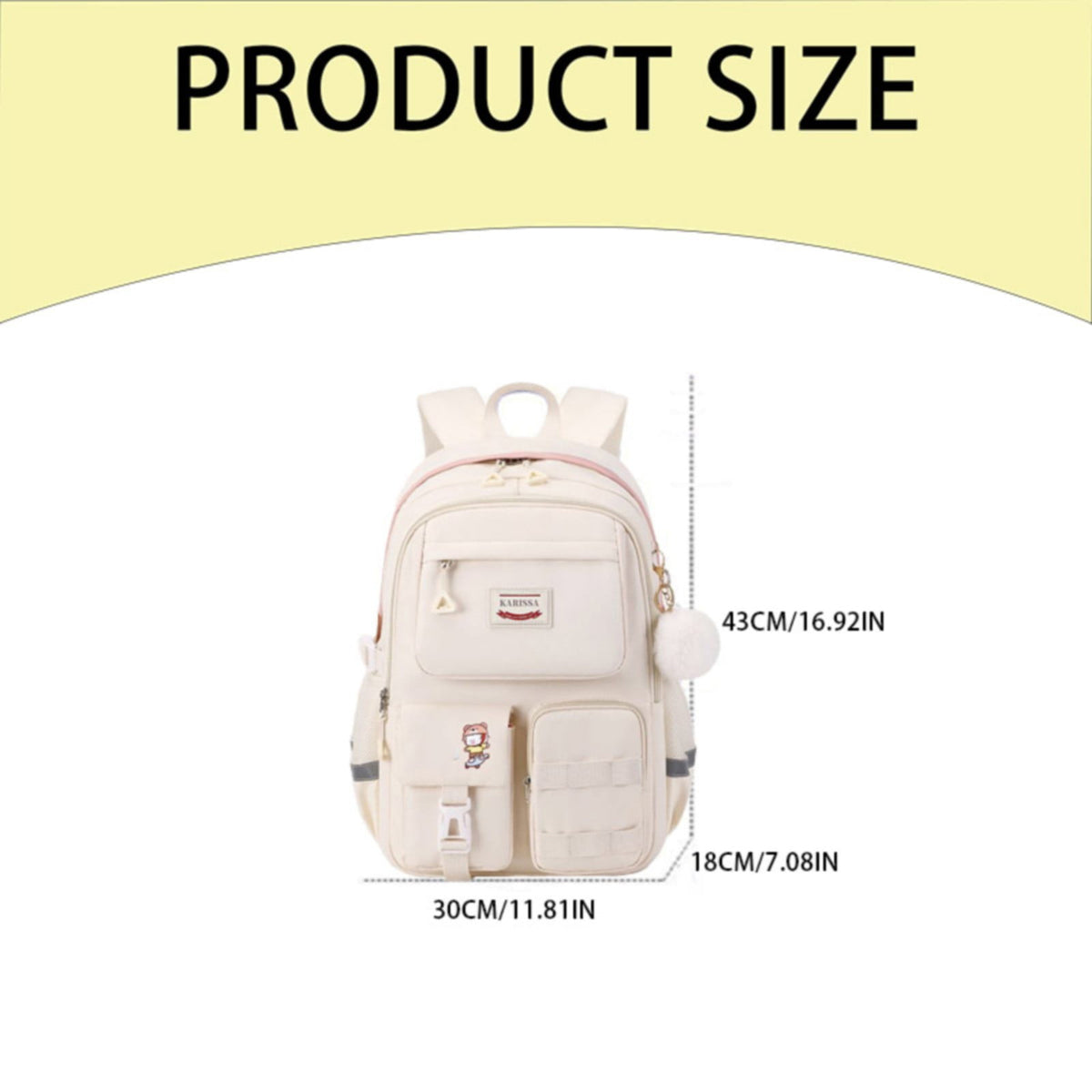 Back to College school bag 17" Travel Backpack Carry on Laptop Backpack Overnight Bag Bag Casual Daypack for Women Men White
