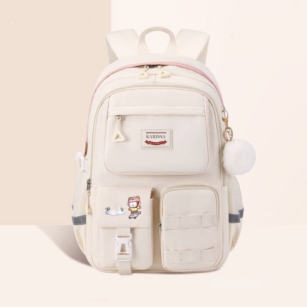 Back to College school bag 17" Travel Backpack Carry on Laptop Backpack Overnight Bag Bag Casual Daypack for Women Men White