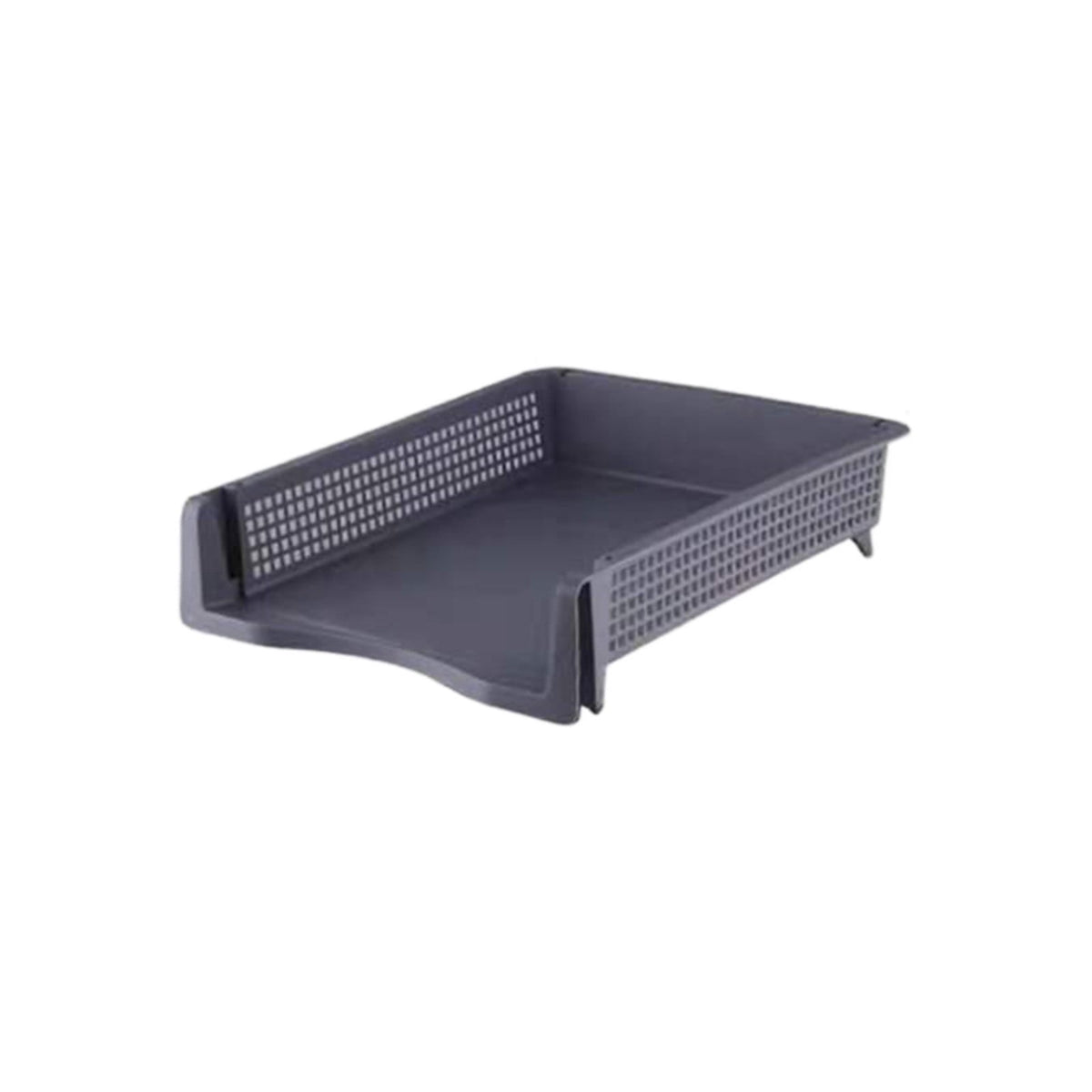 1 Pack Stackable File Storage Rack Plastic Desktop Document Organizer Paper Tray for Home Office, One Size Grey