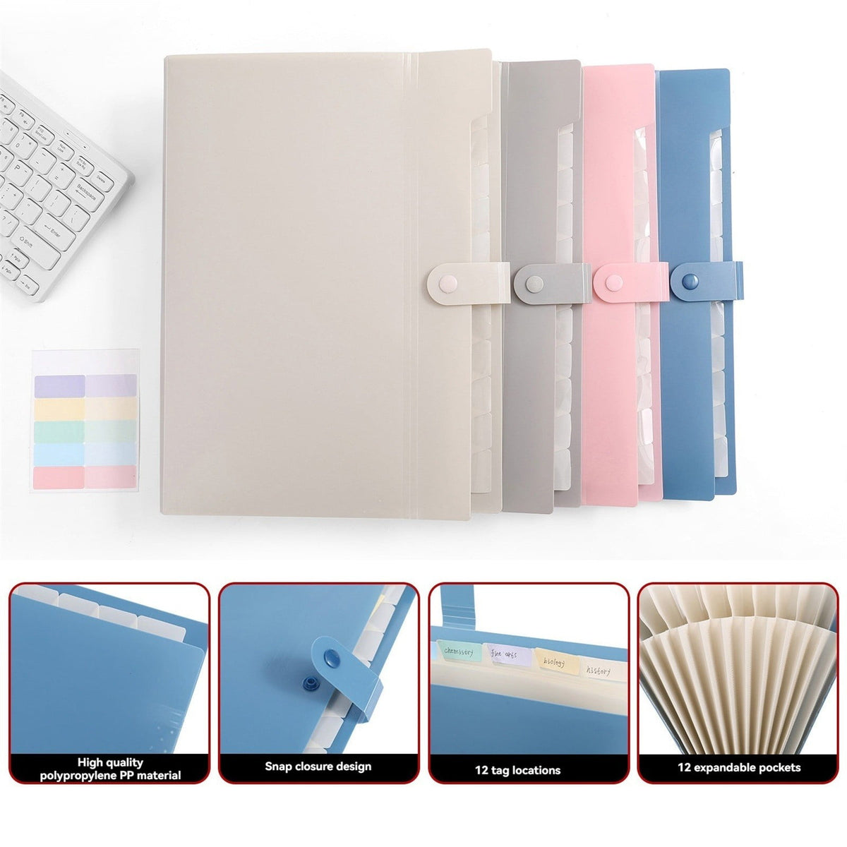8/12 Pockets Expanding File Organizer, Accordion File Folder with Labels for Documents, Bills, Receipts, Letter Size