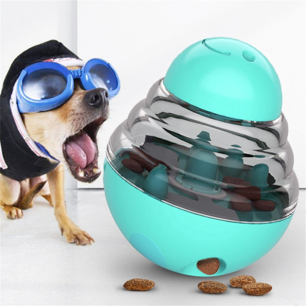 Pet Feeding Roly-Poly Toy, Interactive Dog Dispenser Toys Slow Feeder Puzzle Dog Brain Stimulation Toys Dog Christmas Enrichment Boredom Toys for Puppy Small Medium Large Dogs Grad, Green Blue