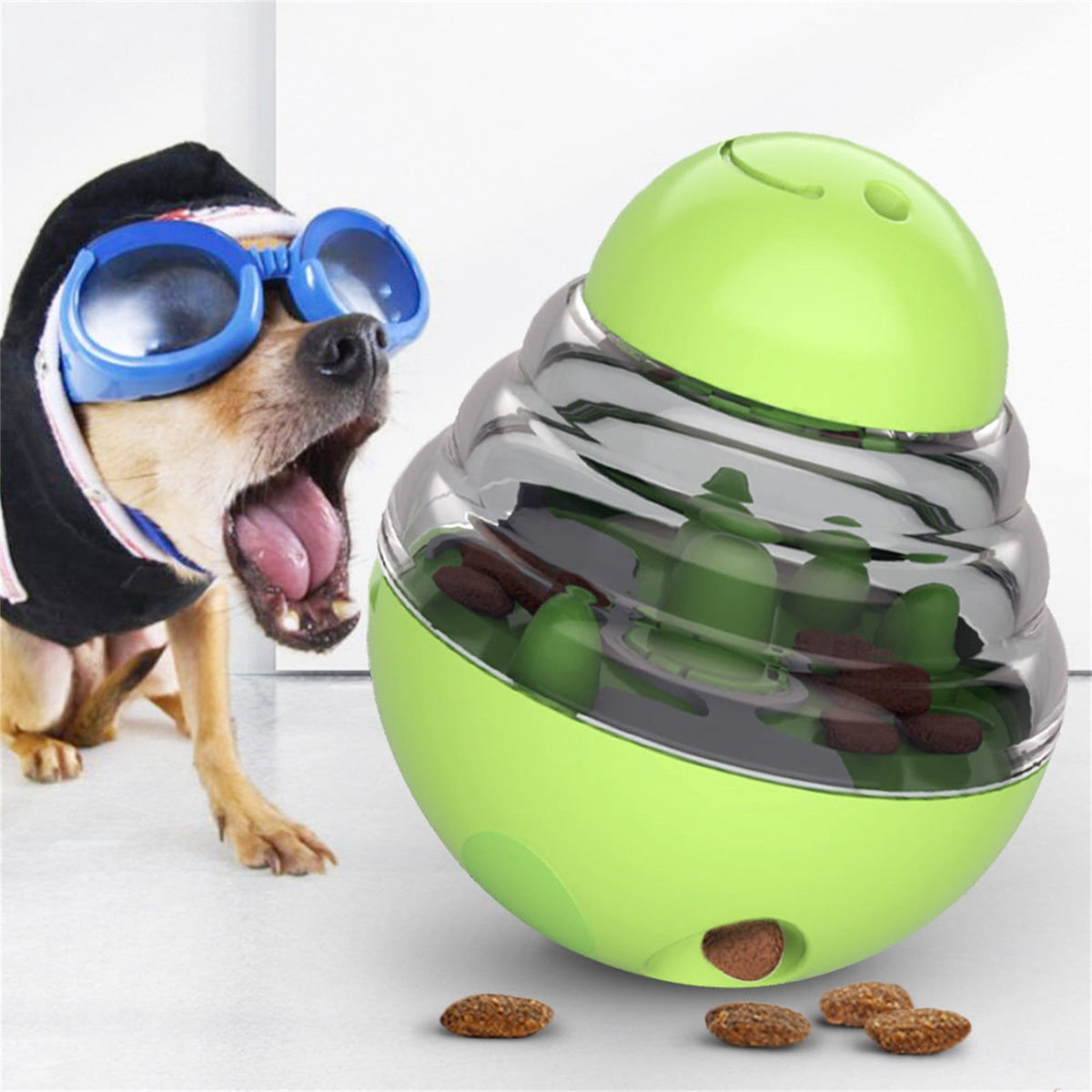 Pet Feeding Roly-Poly Toy, Interactive Dog Dispenser Toys Slow Feeder Puzzle Dog Brain Stimulation Toys Dog Christmas Enrichment Boredom Toys for Puppy Small Medium Large Dogs Grad Green