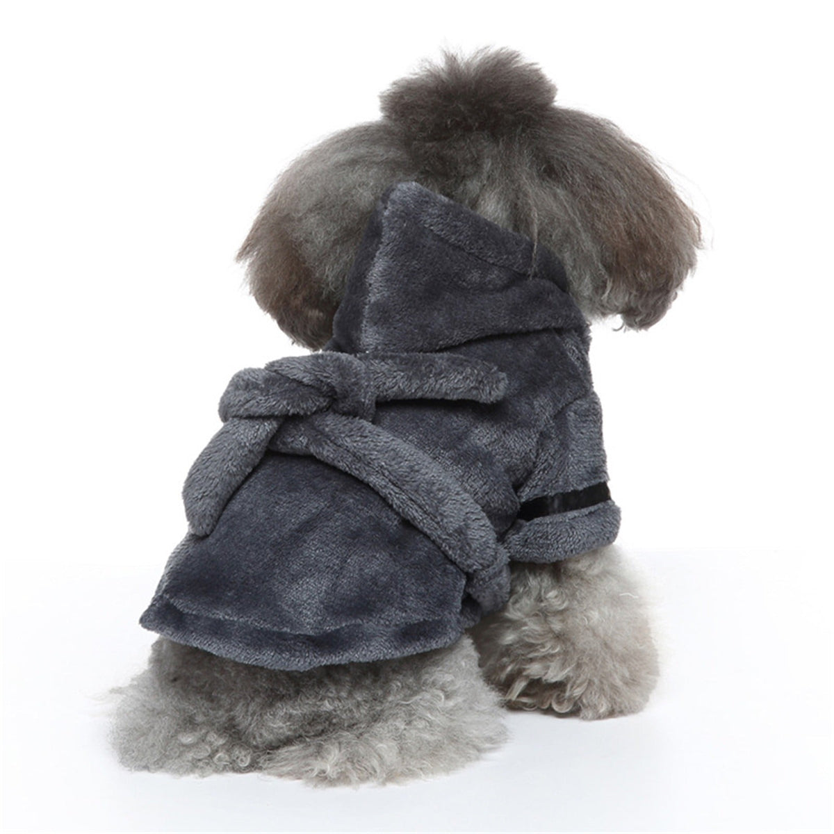 Pet Bathrobe Dog Cat Pajamas Soft Fleece Hooded Pet Clothes for Small Medium Dogs and Cats, Grey L