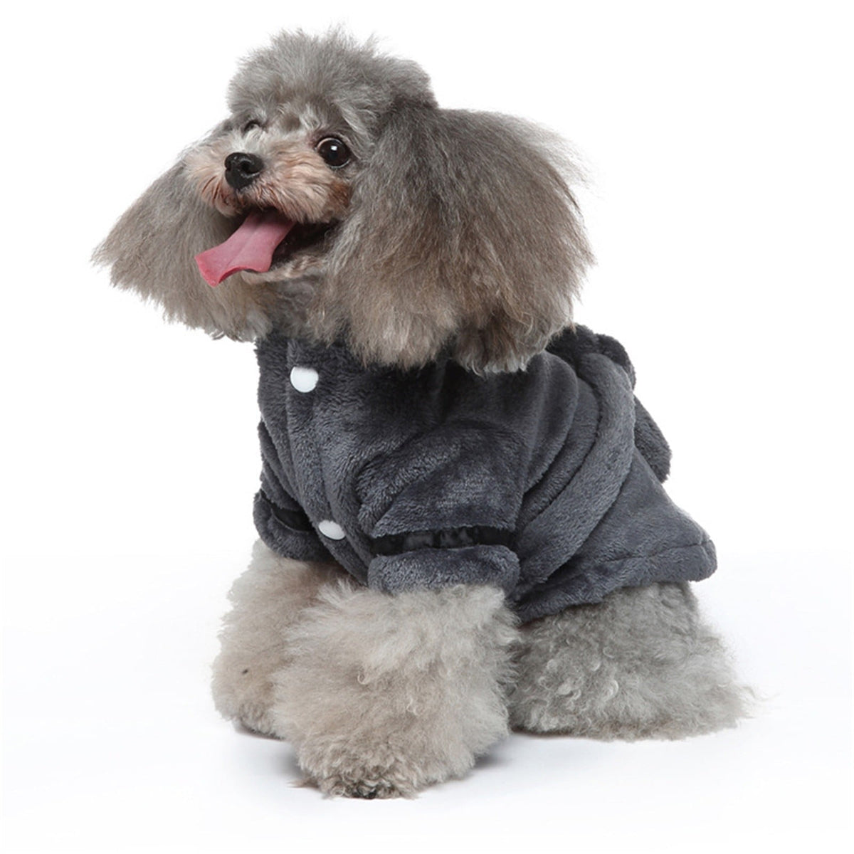 Dog Cat Bathrobe Pet Pajamas Soft Fleece Hooded Bathrobe Nightgown Pet Clothes for Dogs and Cats, XL Grey