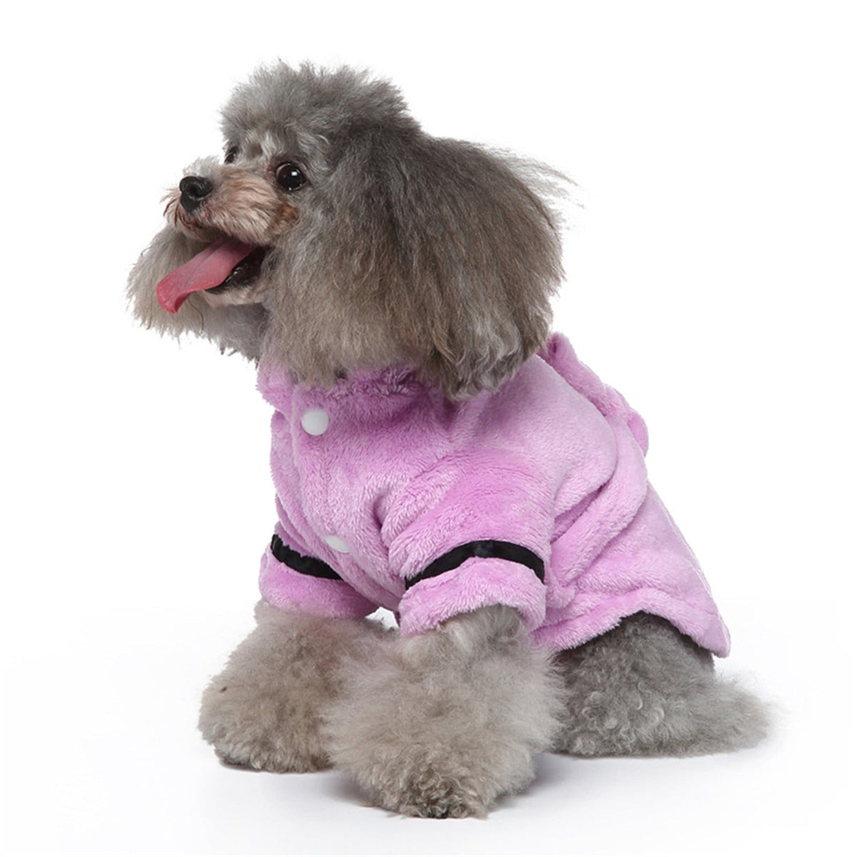 Dog Cat Bathrobe Pet Pajamas Soft Fleece Pet Bath Towel Nightgown for Small Medium Dogs Cats, Purple, S