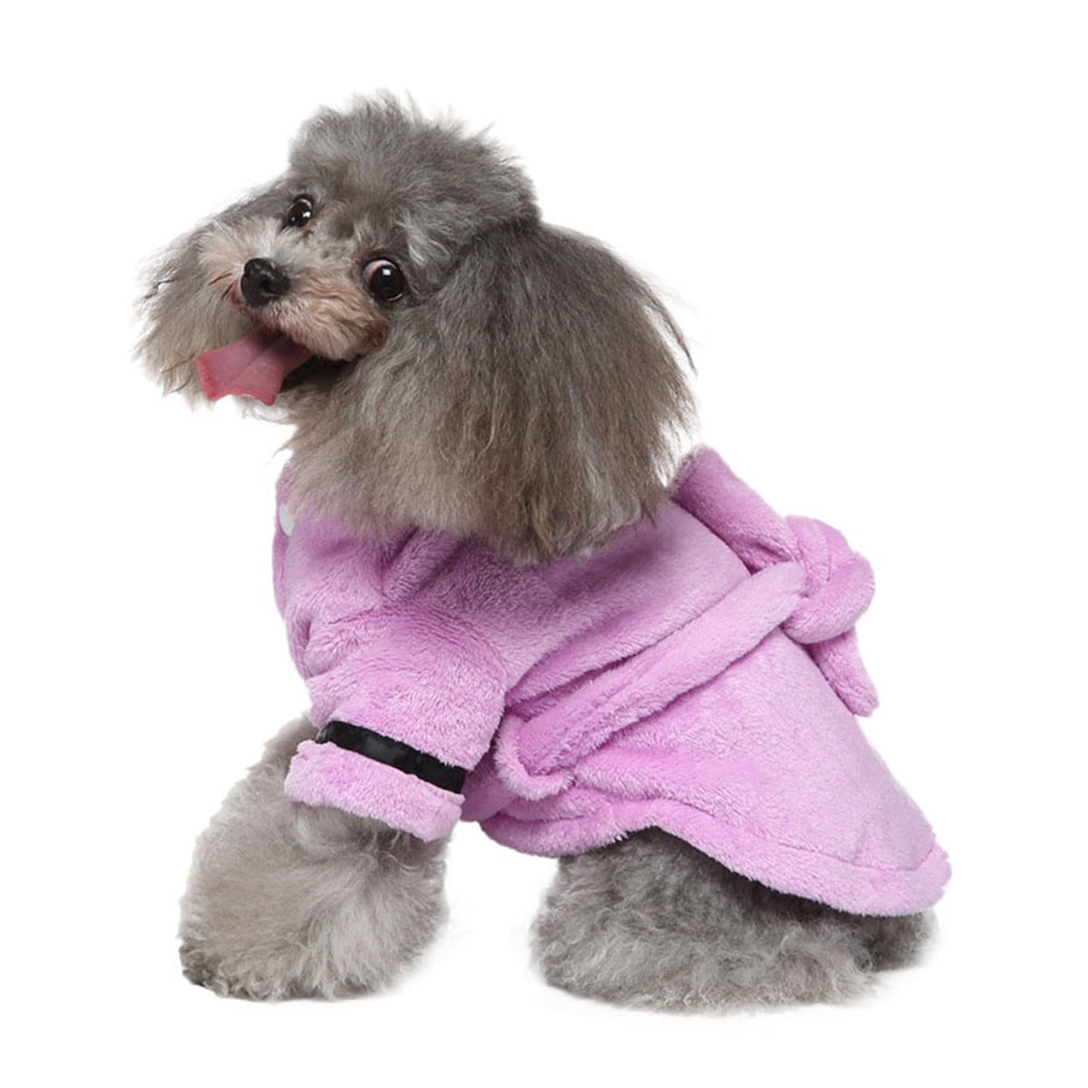 Dog Cat Bathrobe Pet Pajamas Soft Fleece Hooded Bathrobe Nightgown Absorbent Bath Towel for Small Medium Dogs Cats, XL Purple