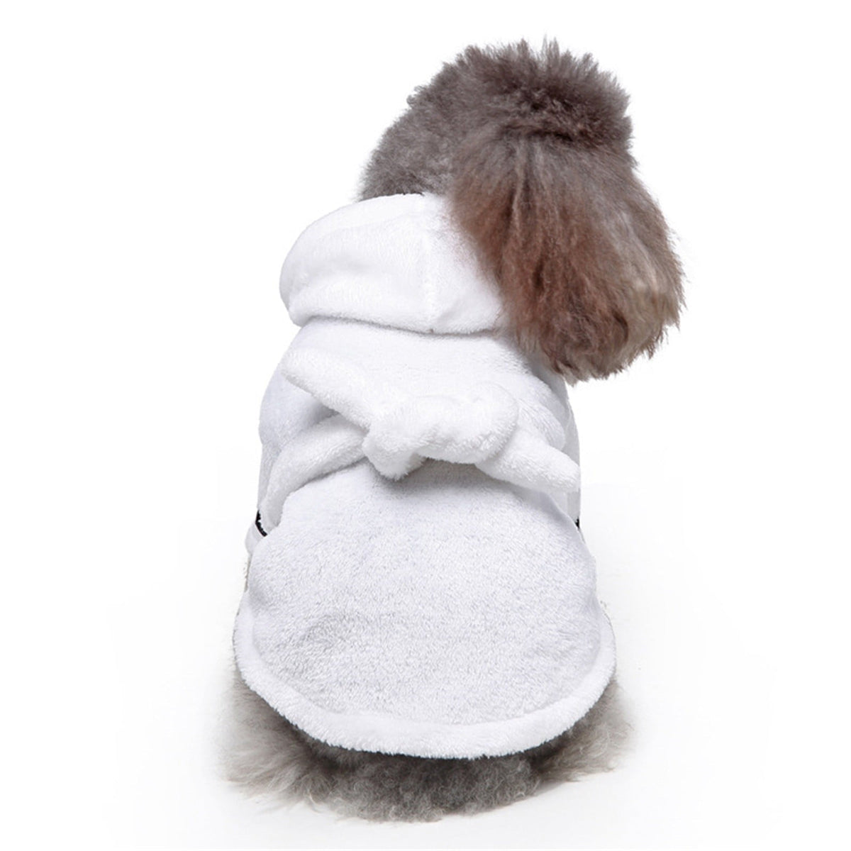 Dog Bathrobe Hooded Pet Pajamas Soft Absorbent Bath Towel Robe Nightgown for Dogs and Cats, White L