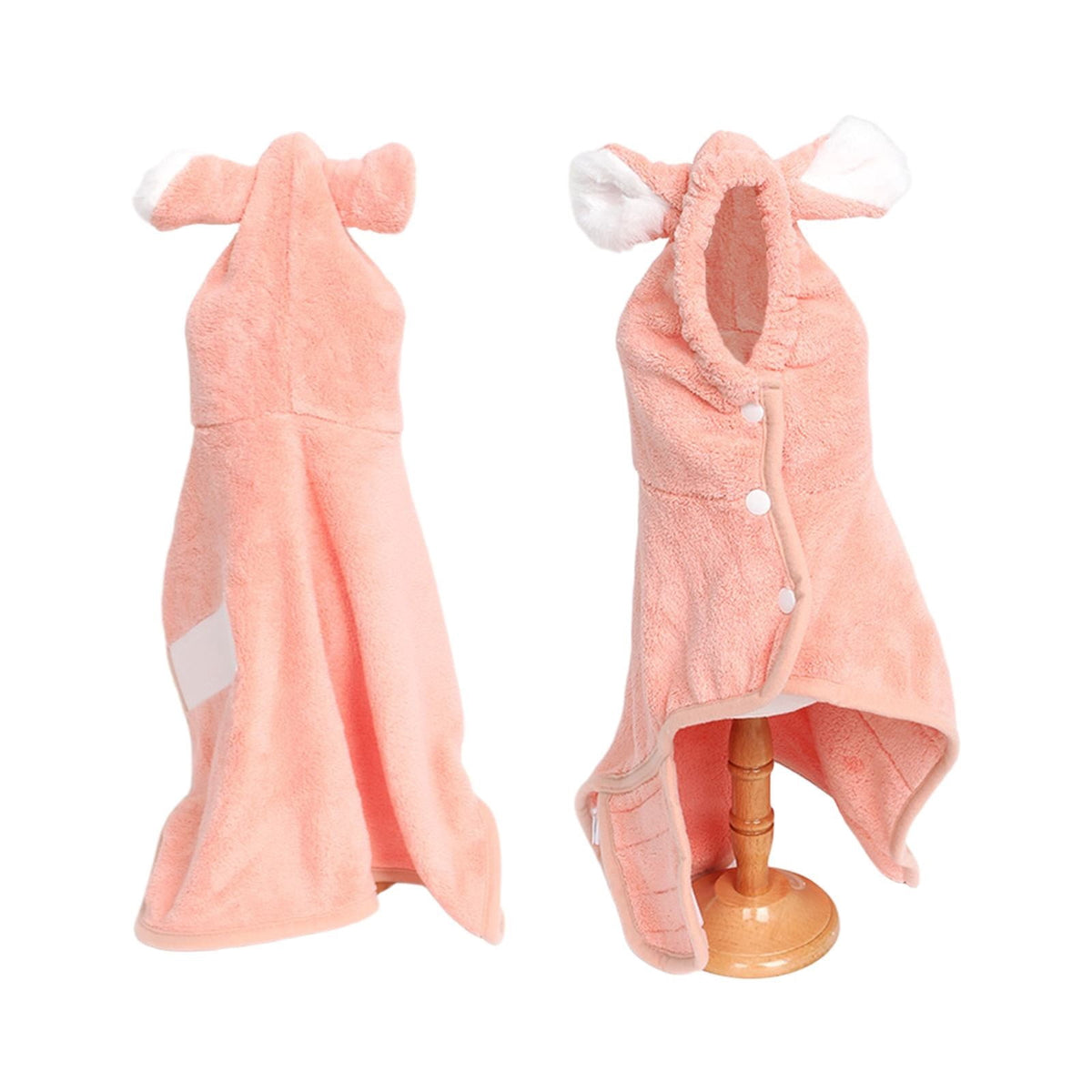 Dog Bathrobe with Hood Absorbent Towel Fast Drying Puppy Robe Coat Towel Wrap Pet Grooming for Small Dogs After Shower, Pink XS M
