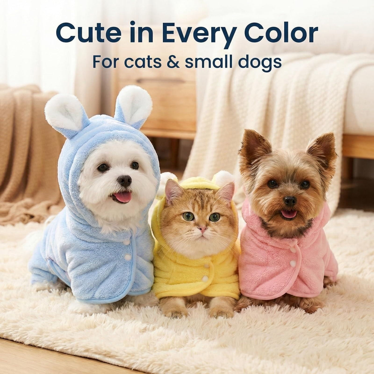 Dog Bathrobe with Hood Absorbent Towel Fast Drying Puppy Robe Coat Towel Wrap Pet Grooming for Small Dogs After Shower, Pink XS M