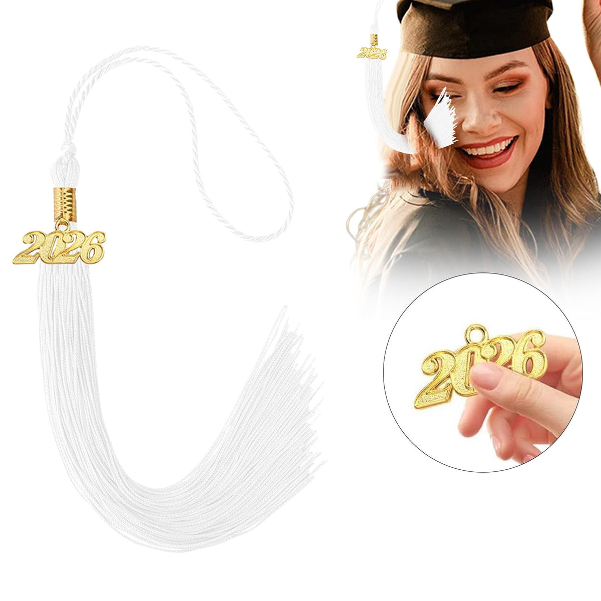 2026 Tassel Graduation, White Graduation Tassel, Tassel Charms for Graduations Cap Decorations, Tassels Memorial Grad Cords Class of 2026 High School Graduate Hat Ceremonies Accessories 1pc 2026 Graduation Season Hat Tassel Pendant Red
