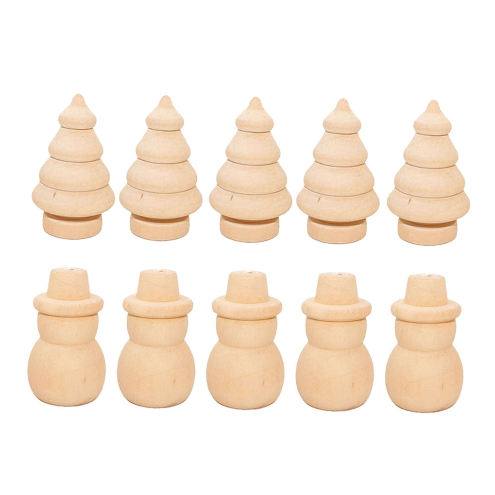 20Pcs Diy Wooden Dolls Craft Mini Ornaments Light Yellow Snowman Figurines Miniature For Children