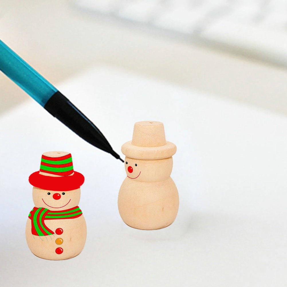 20Pcs Diy Wooden Dolls Craft Mini Ornaments Light Yellow Snowman Figurines Miniature For Children