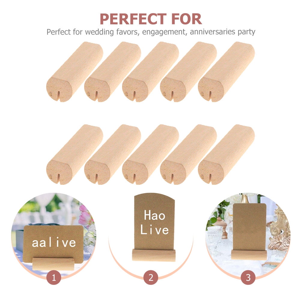 10Pcs Wood Small Cards Holders Khaki Rectangular Slit for Home Decor Party Supplies