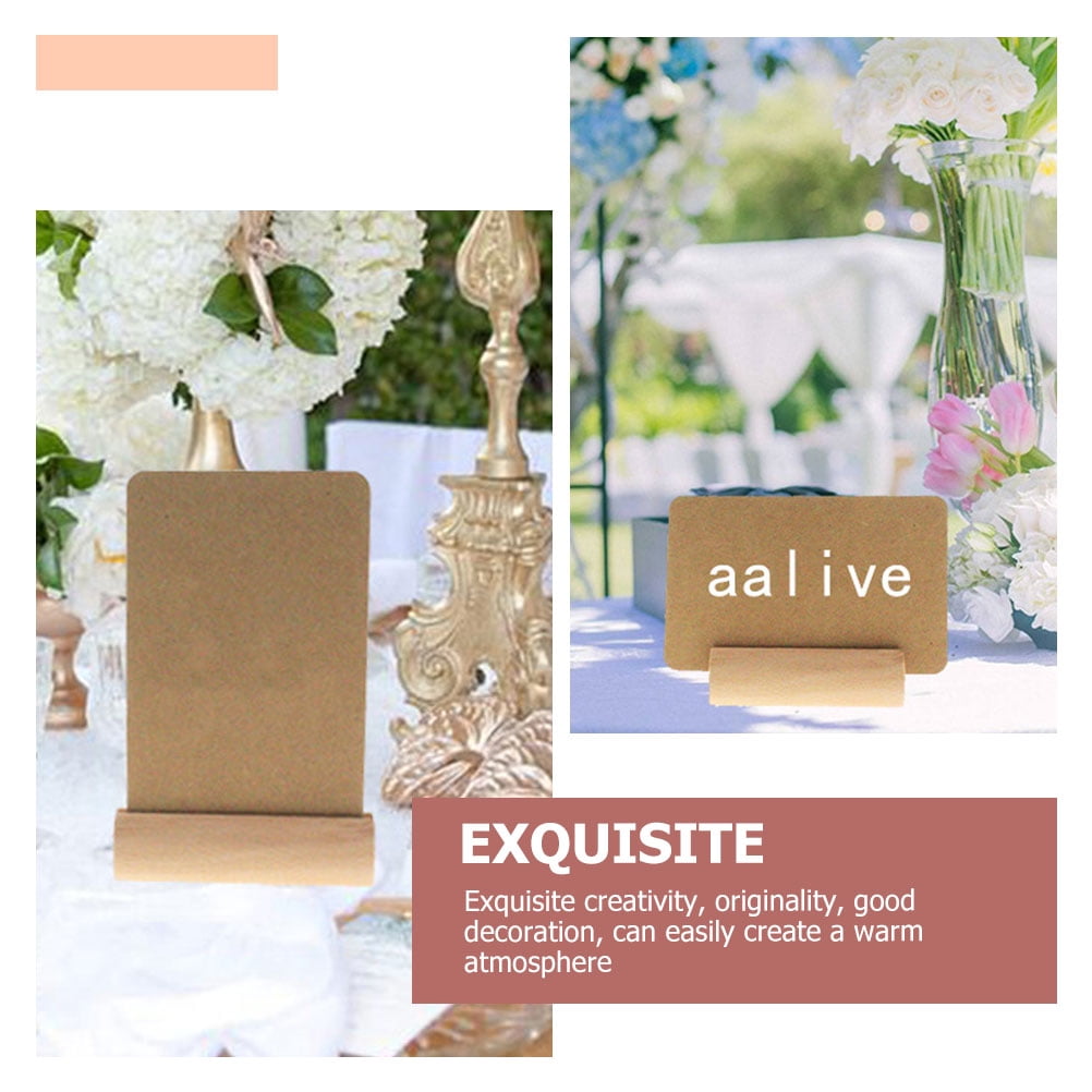 10Pcs Wood Small Cards Holders Khaki Rectangular Slit for Home Decor Party Supplies