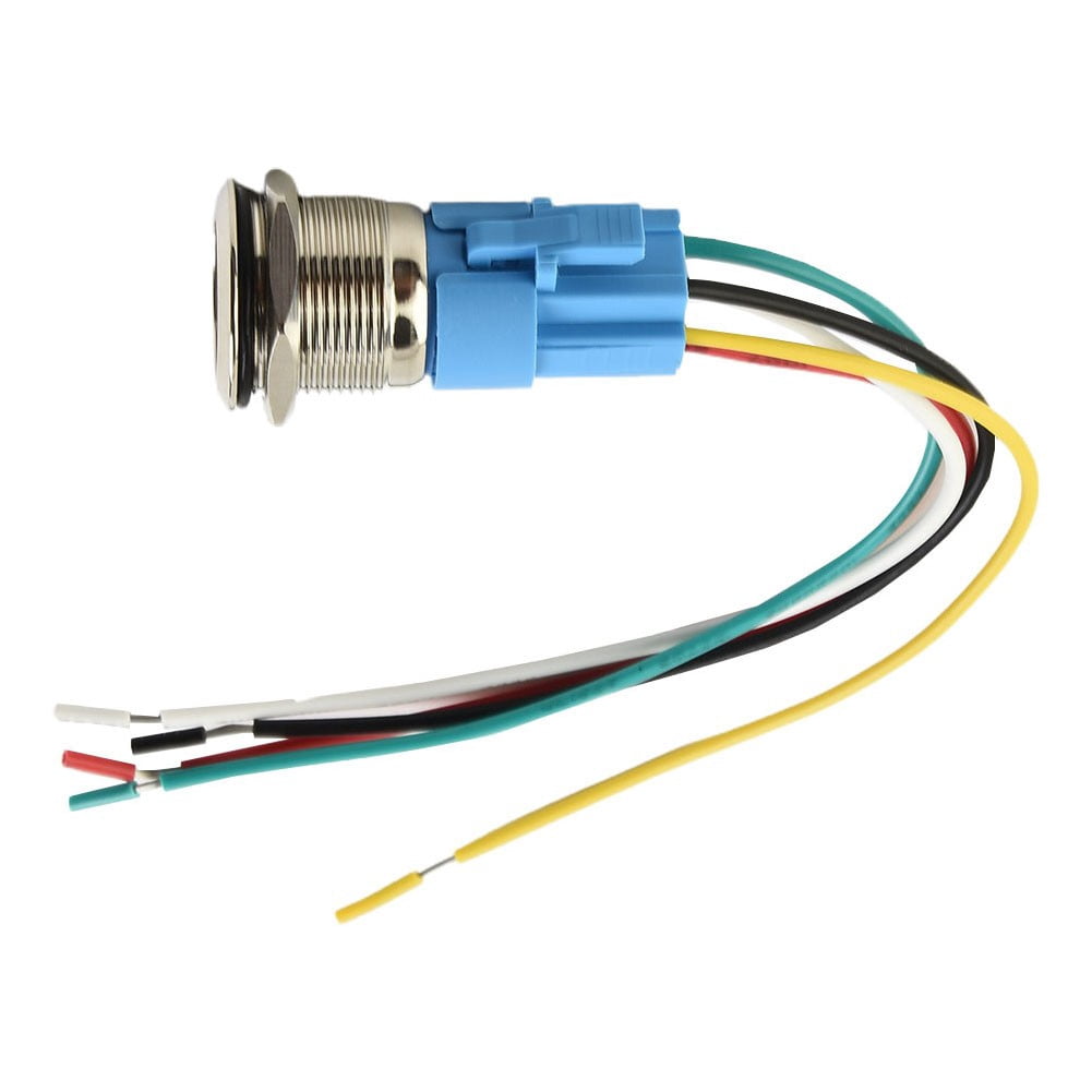 19Mm Latching Push Button Switch 12V Dc On Off Stainless Steel Led Self-Locking Green Red