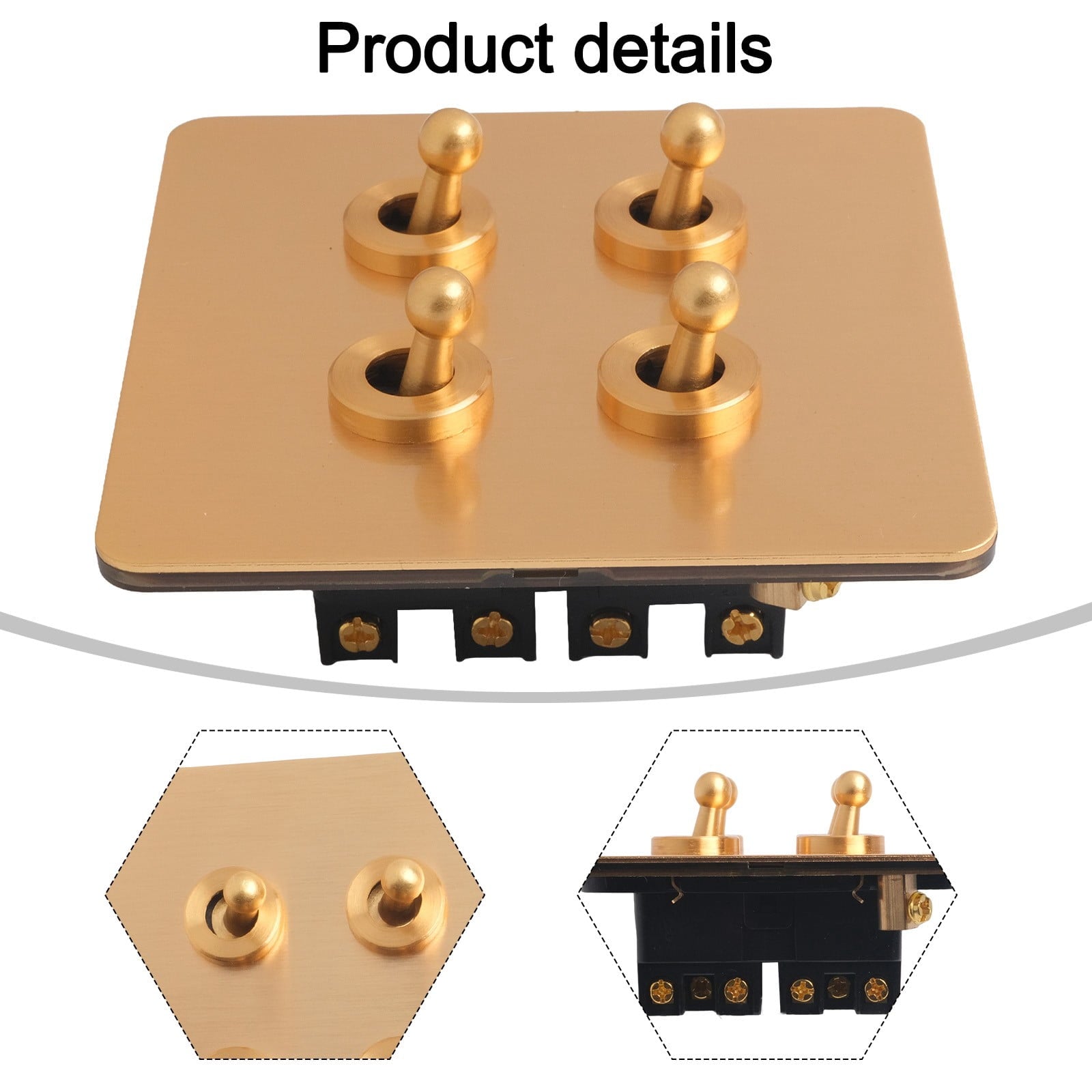 Toggle Light Rocker Switch 1/2 Way Retro Brass Plate Lever 86 Type Toggle Switch 1 Gang Smile Home 4 Gang
