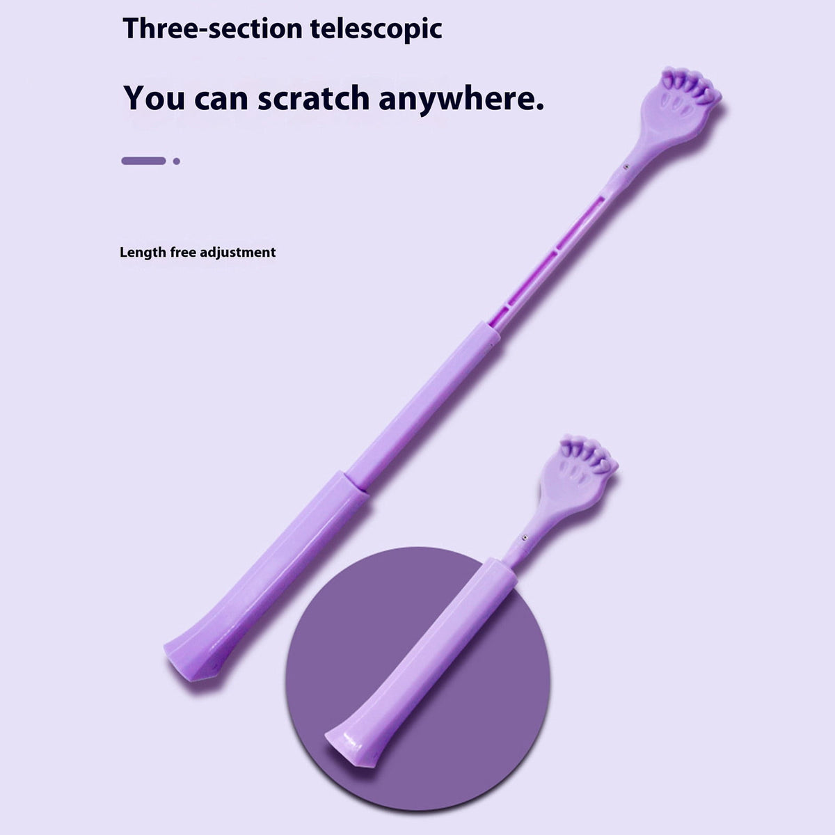 Extendable Back Scratcher, Telescopic Cat Claw Style Body Scratcher for Reaching Itchy Areas, Purple