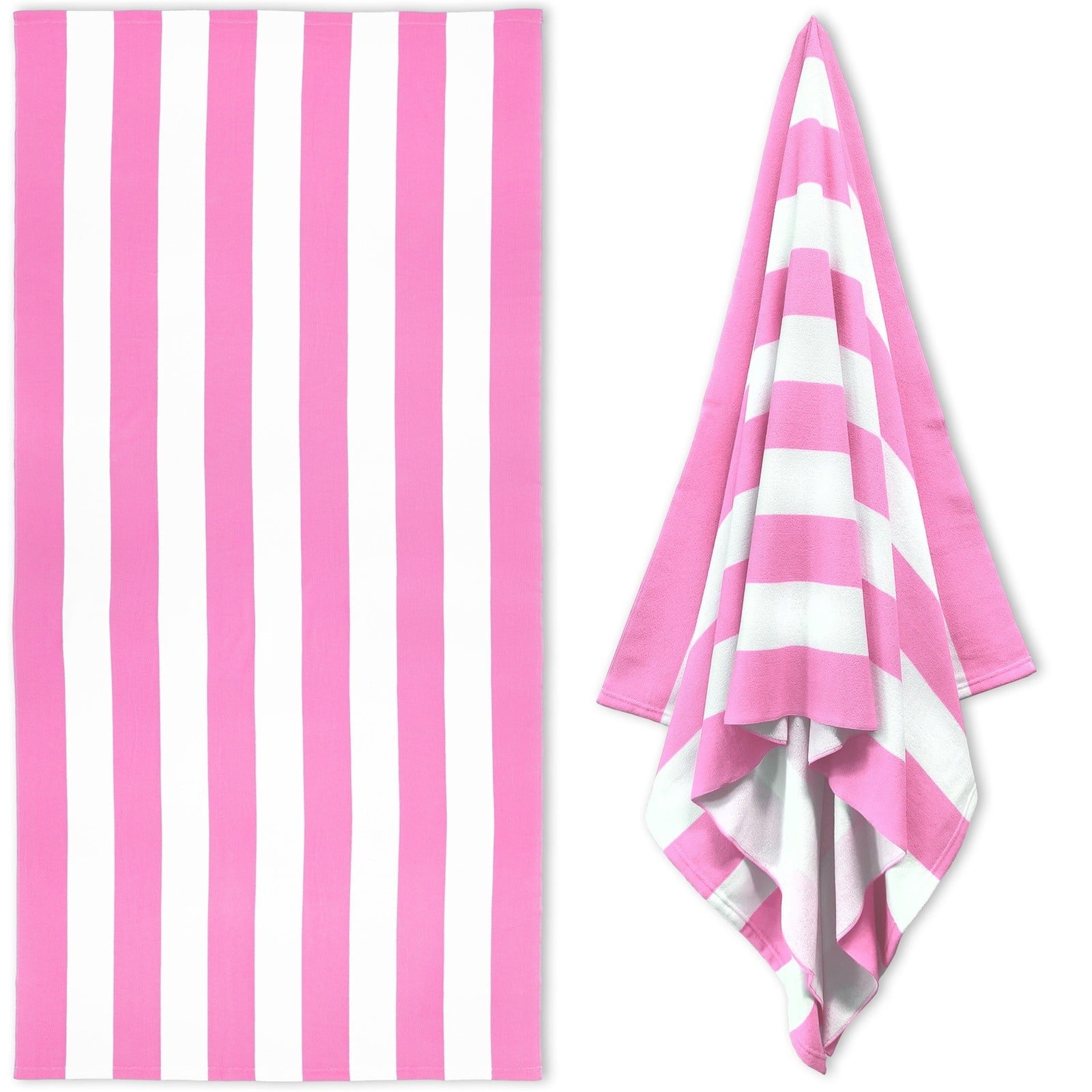 Large Beach Towels, Swimming Towel, Soft & Absorbent Oversized Sheet Made of 100% Cotton - for Swimming Pool, Home, Bath, Spa & Outdoor Use - Bright Colors Elegant Striped Design, Multicolor, 35x70 35" x 70" Pink
