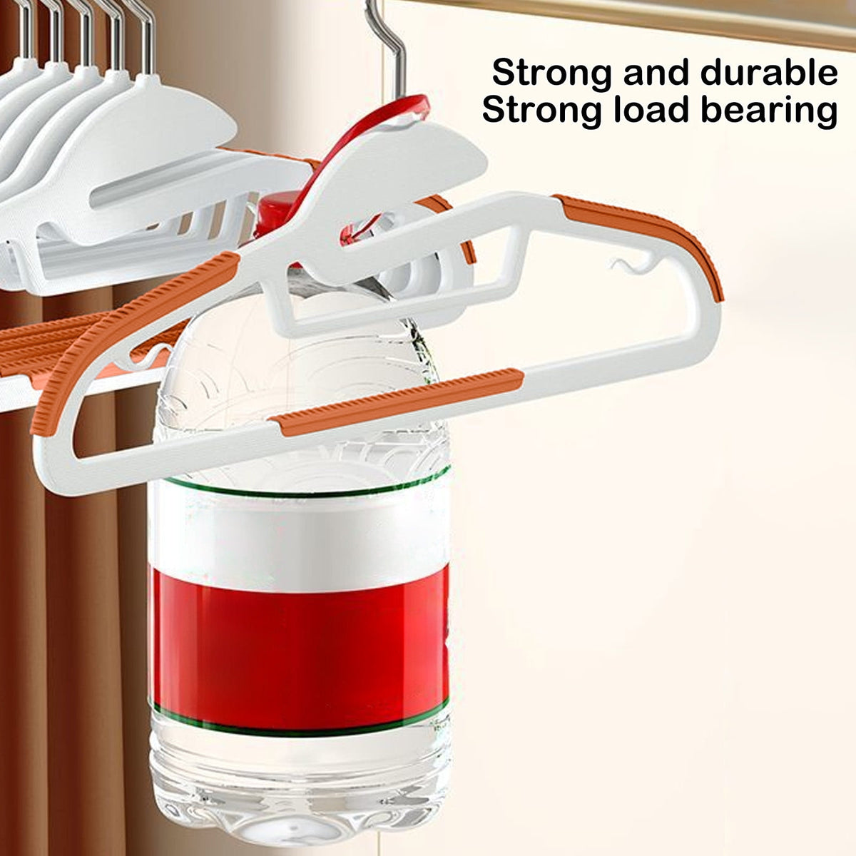 Clothes Hangers Plastic, Sweater Hanger with 360° Swivel Hook, No Slip Hangers Wind Proof, Hanger Space-Saving, No Shoulder Bump Hangers Orange